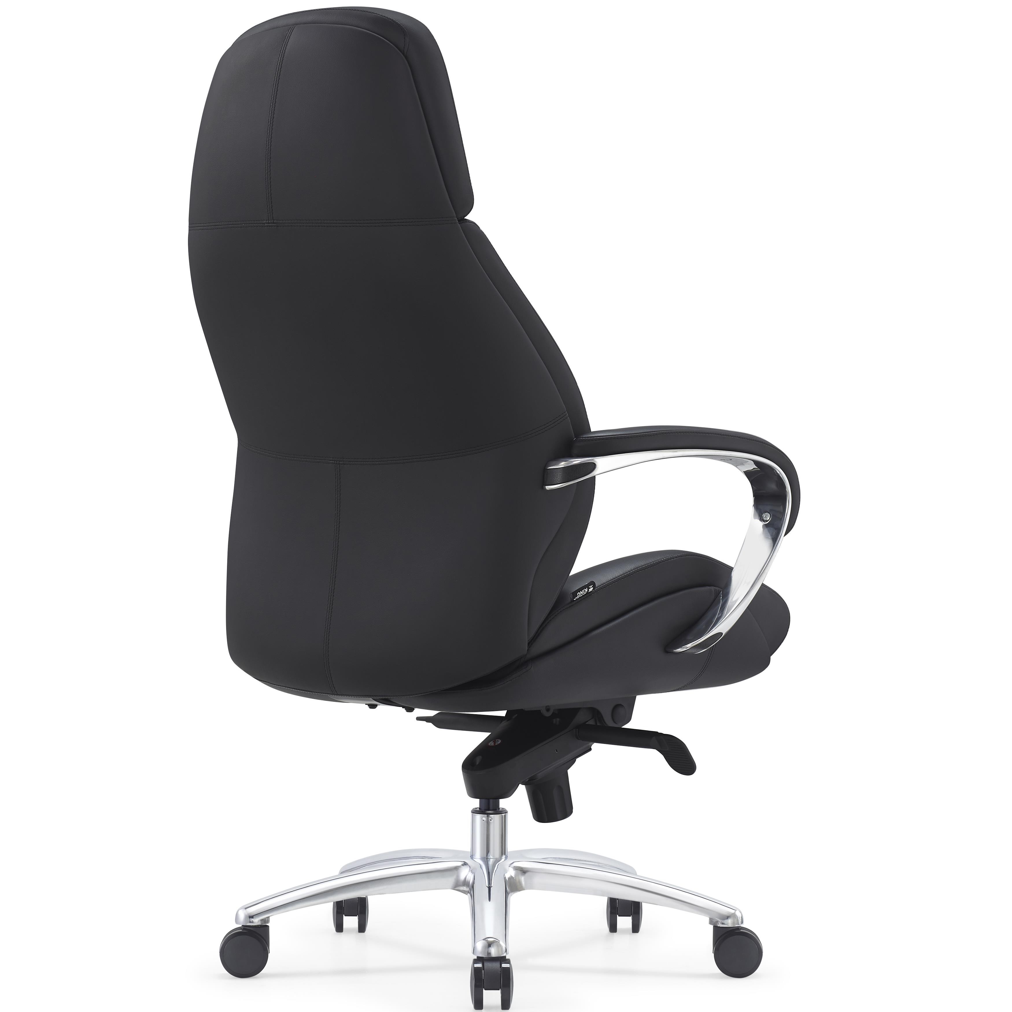 Sillón de Oficina SHANGAI, Diseño Exclusivo, Grueso Acolchado, en Piel Natural color Negro