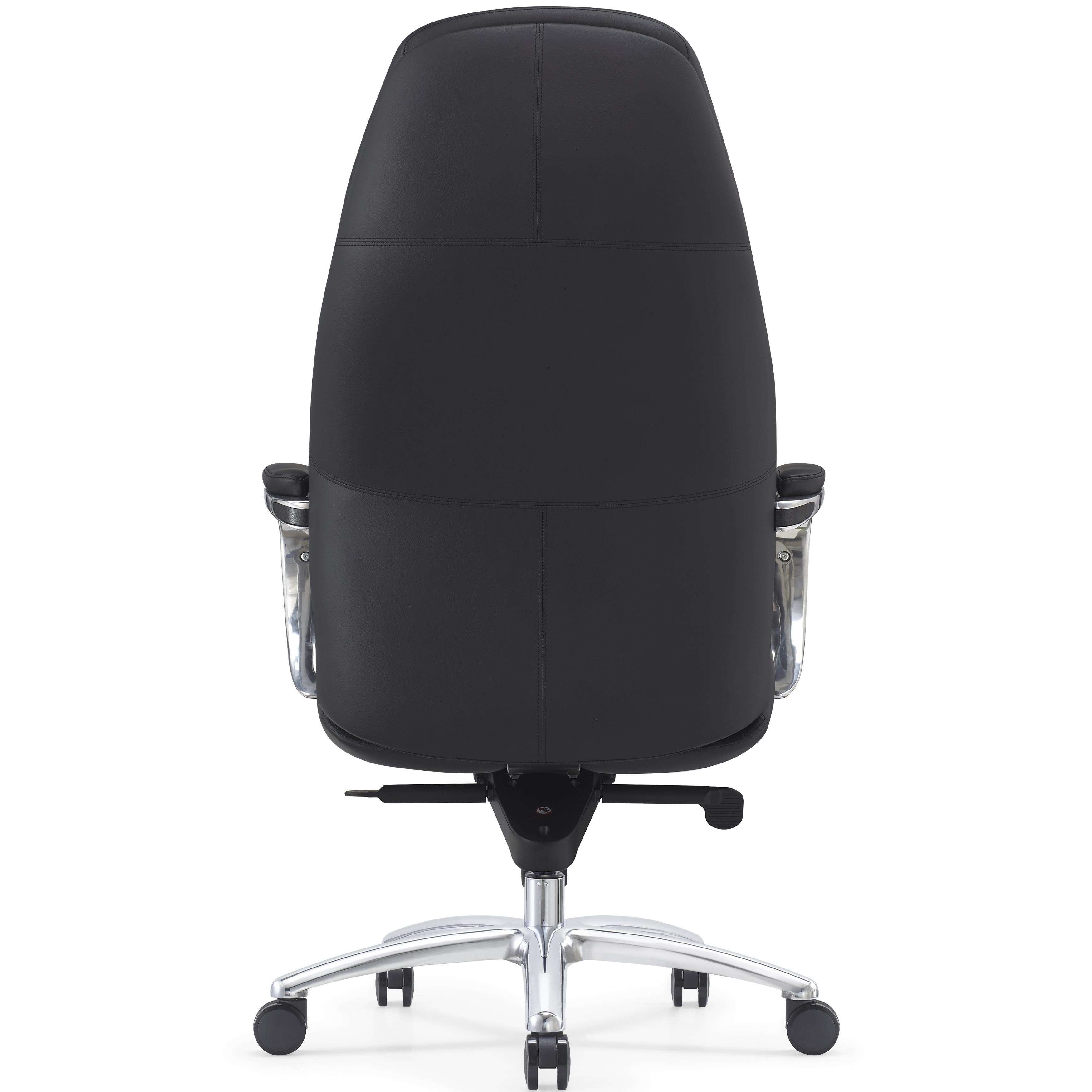 Sillón de Oficina SHANGAI, Diseño Exclusivo, Grueso Acolchado, en Piel Natural color Negro