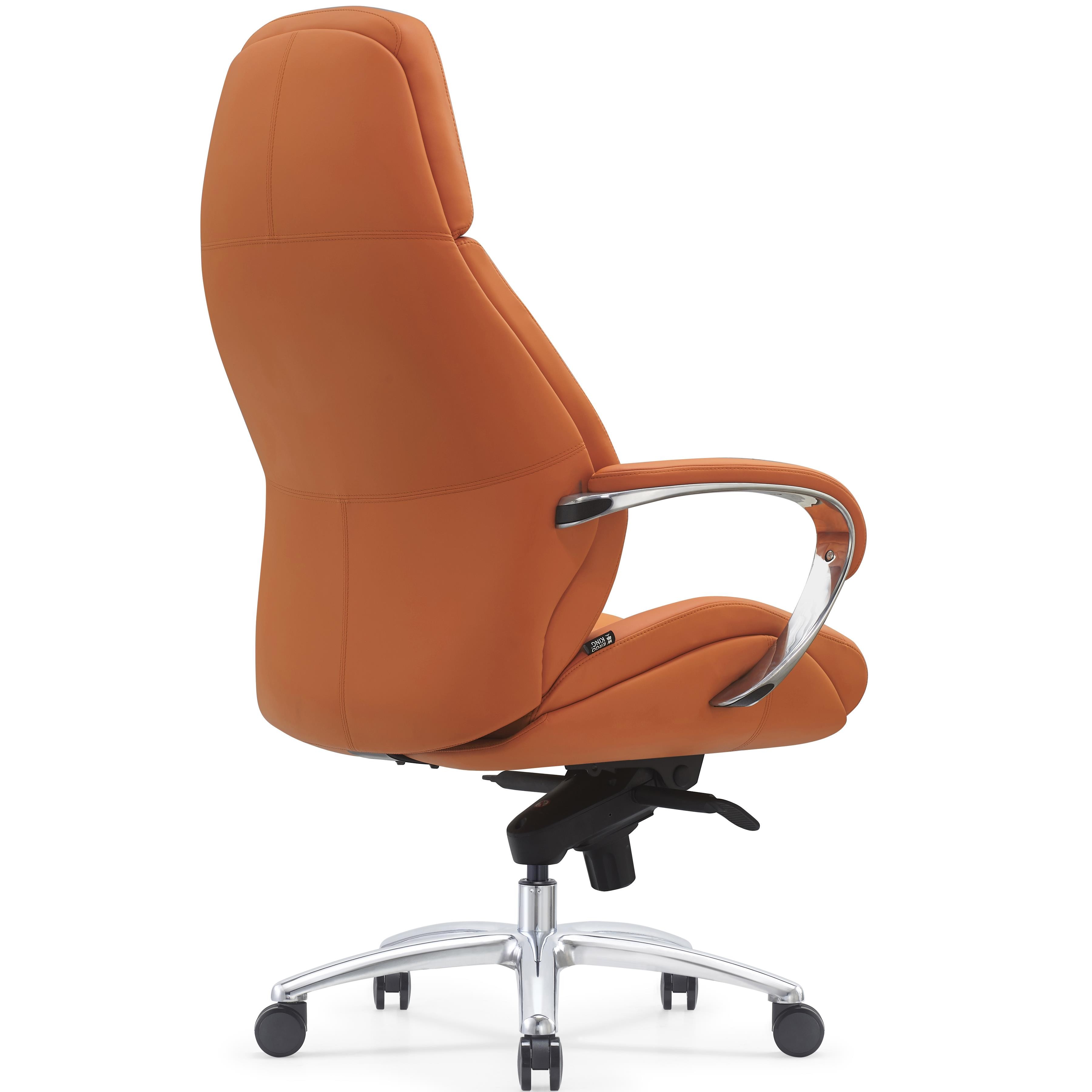 Sillón de Oficina SHANGAI, Diseño Exclusivo, Grueso Acolchado, en Piel Natural color Negro