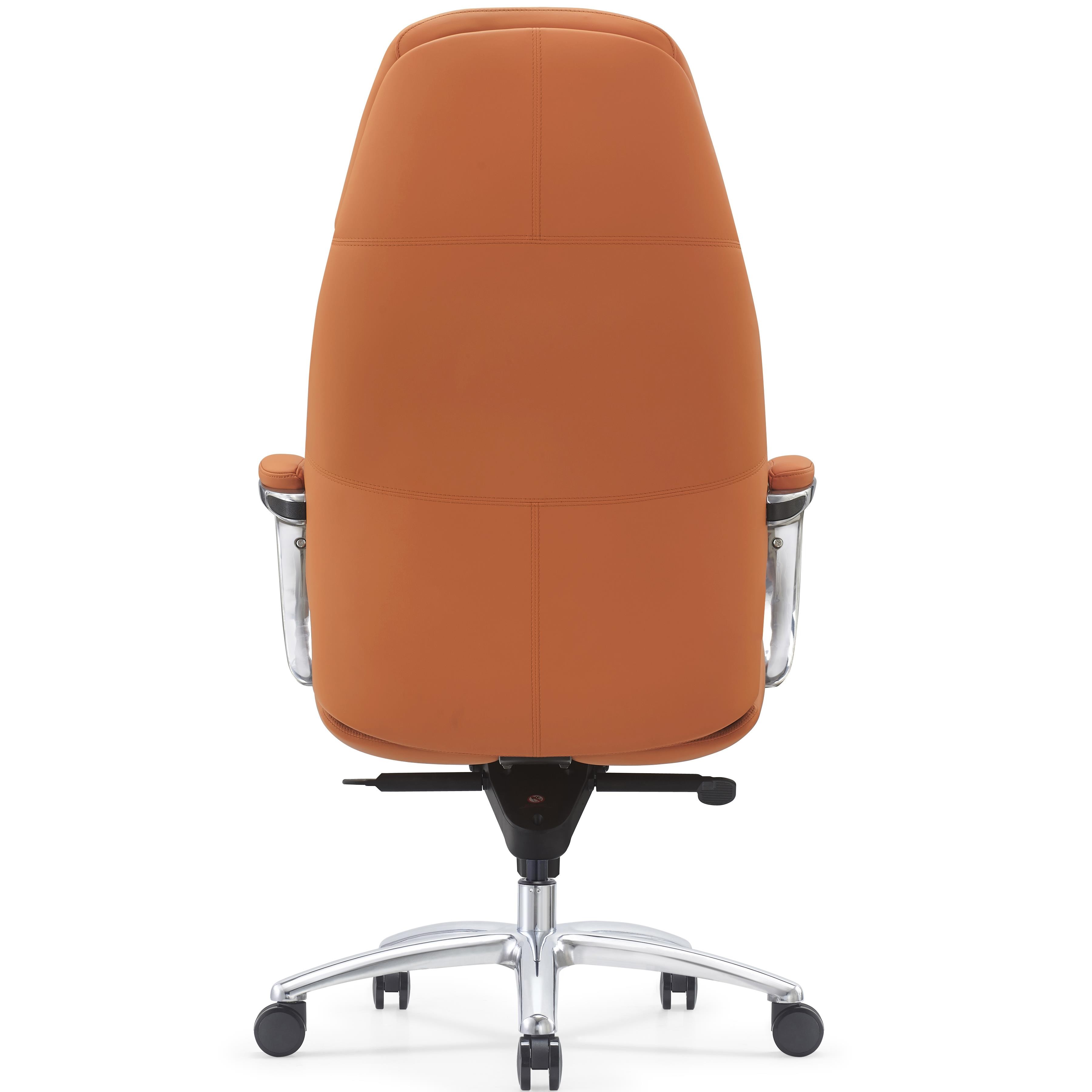 Sillón de Oficina SHANGAI, Diseño Exclusivo, Grueso Acolchado, en Piel Natural color Negro