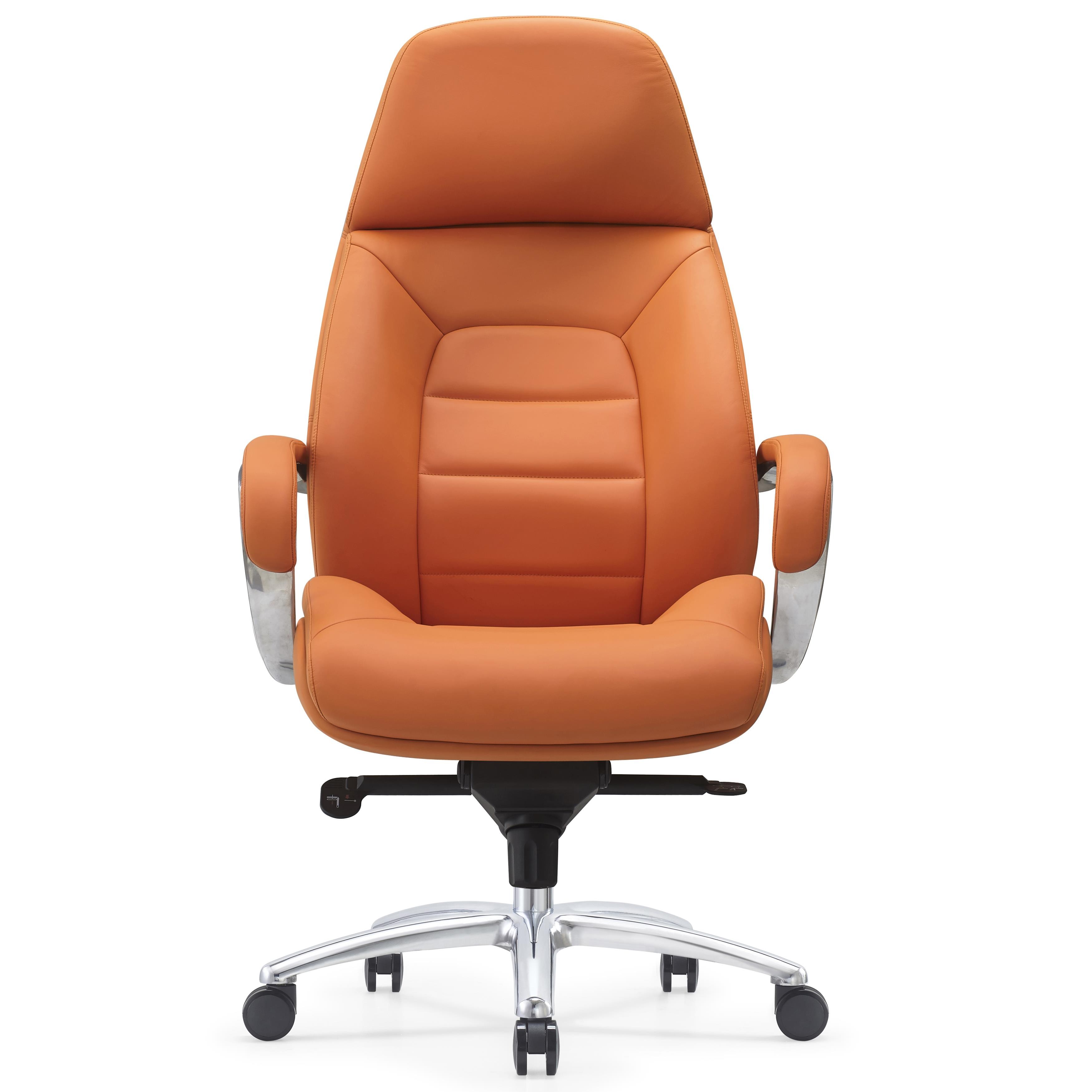 Sillón de Oficina SHANGAI, Diseño Exclusivo, Grueso Acolchado, en Piel Natural color Negro