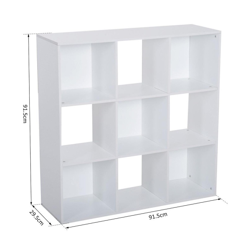 Estantería ELIDE, 91,5x29,5x91,5 cm, En Madera, Color Blanco