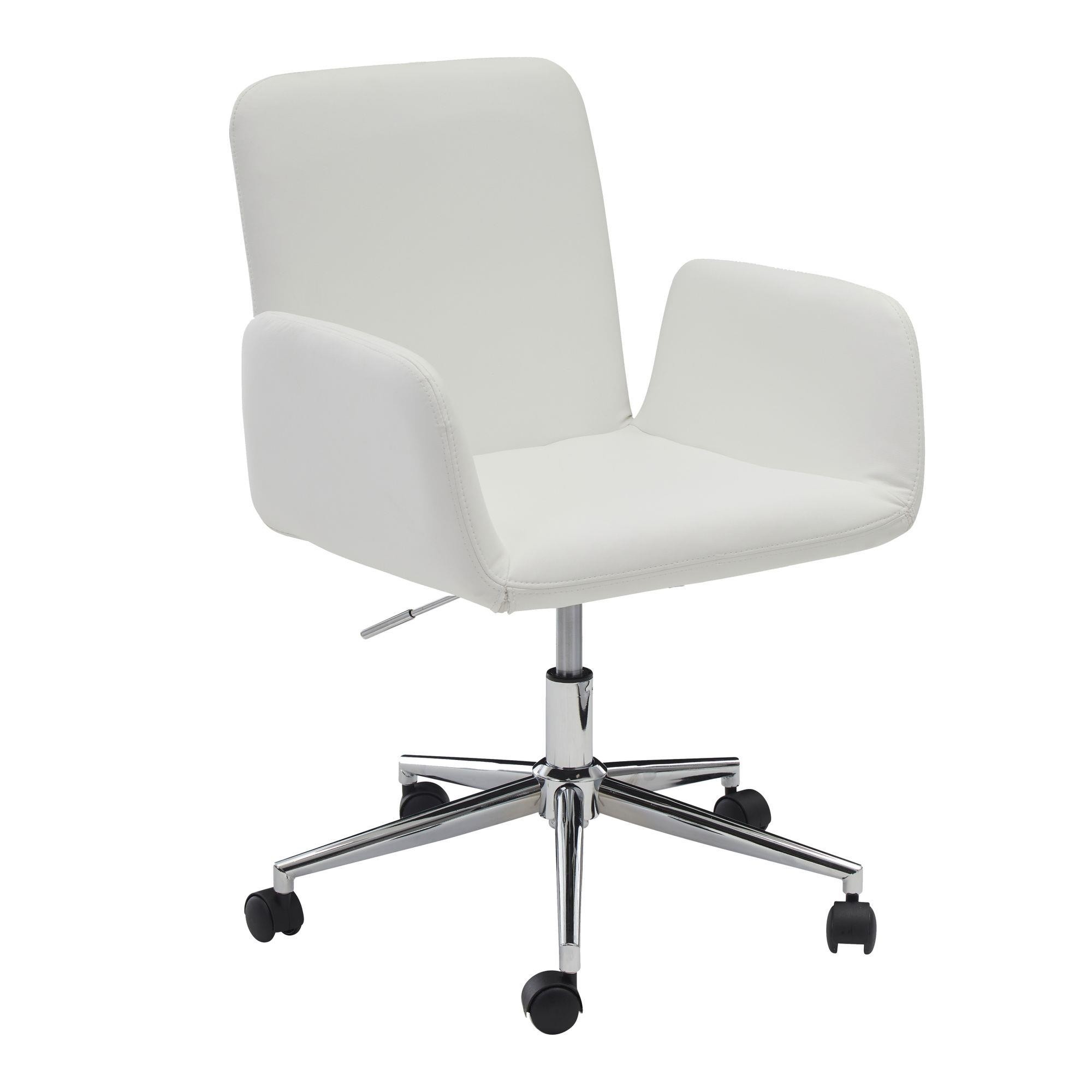 Silla de Oficina SANTANDER, Base Metálica, Exclusivo Diseño, en Piel color Blanco