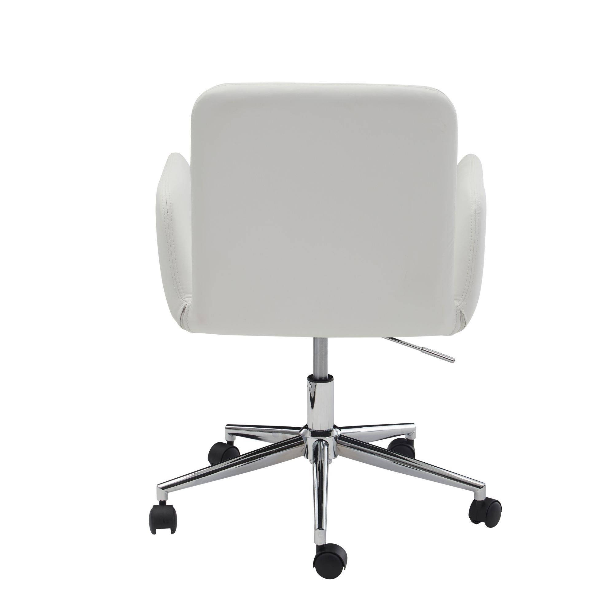 Silla de Oficina SANTANDER, Base Metálica, Exclusivo Diseño, en Piel color Blanco