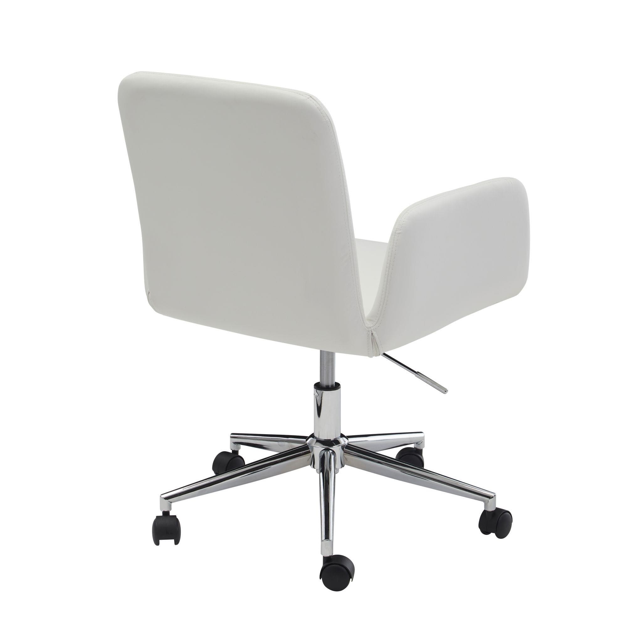 Silla de Oficina SANTANDER, Base Metálica, Exclusivo Diseño, en Piel color Blanco