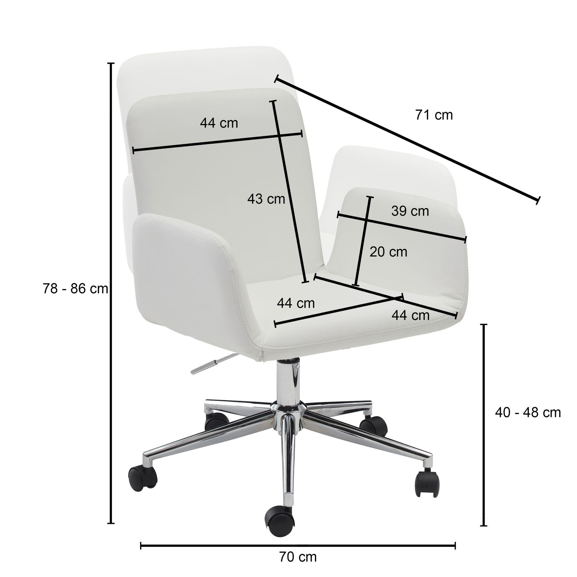 Silla de Oficina SANTANDER, Base Metálica, Exclusivo Diseño, en Piel color Blanco