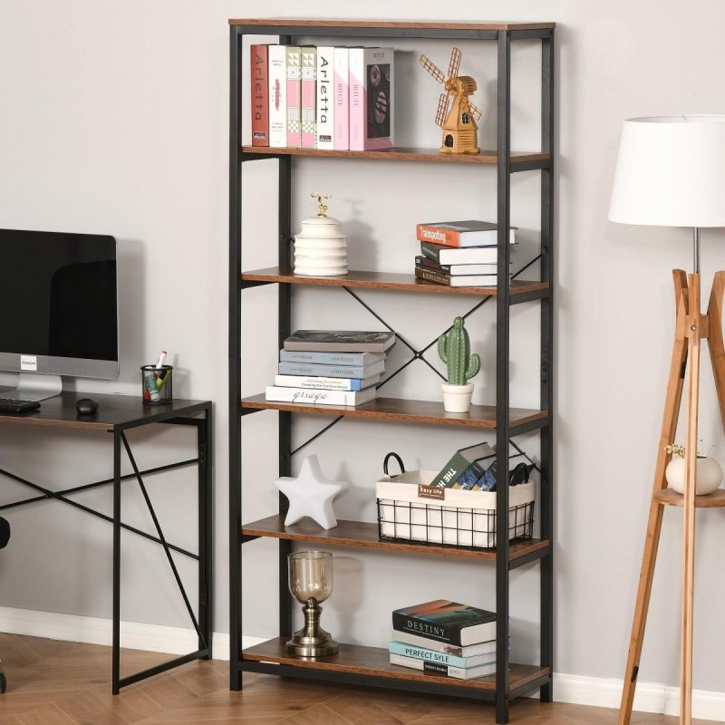 Estantería PARMA, 80x30x180 cm, Diseño Industrial, en Metal y Madera