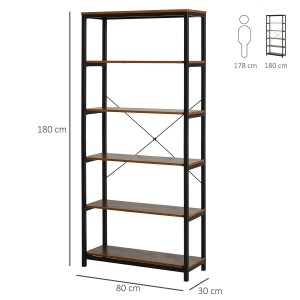 Estantería PARMA, 80x30x180 cm, Diseño Industrial, en Metal y Madera