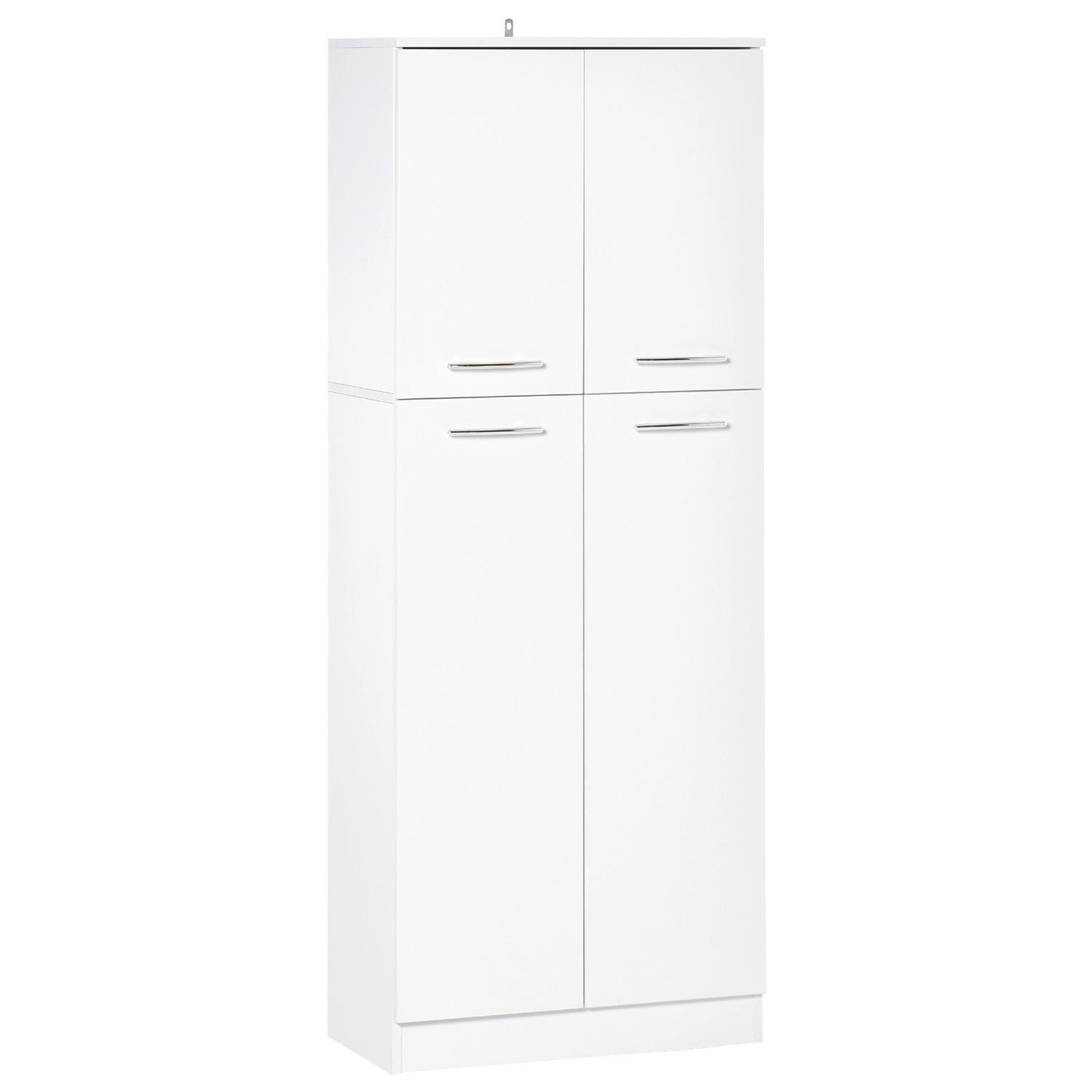 Armario CLIO, 59x31x155 cm, 4 puertas, en Madera color Blanco