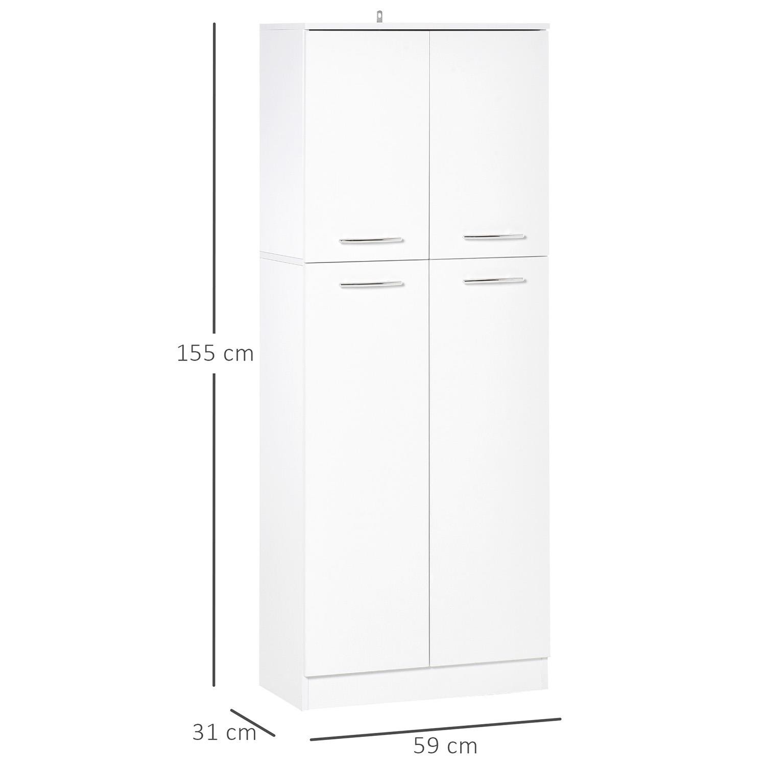 Armario CLIO, 59x31x155 cm, 4 puertas, en Madera color Blanco
