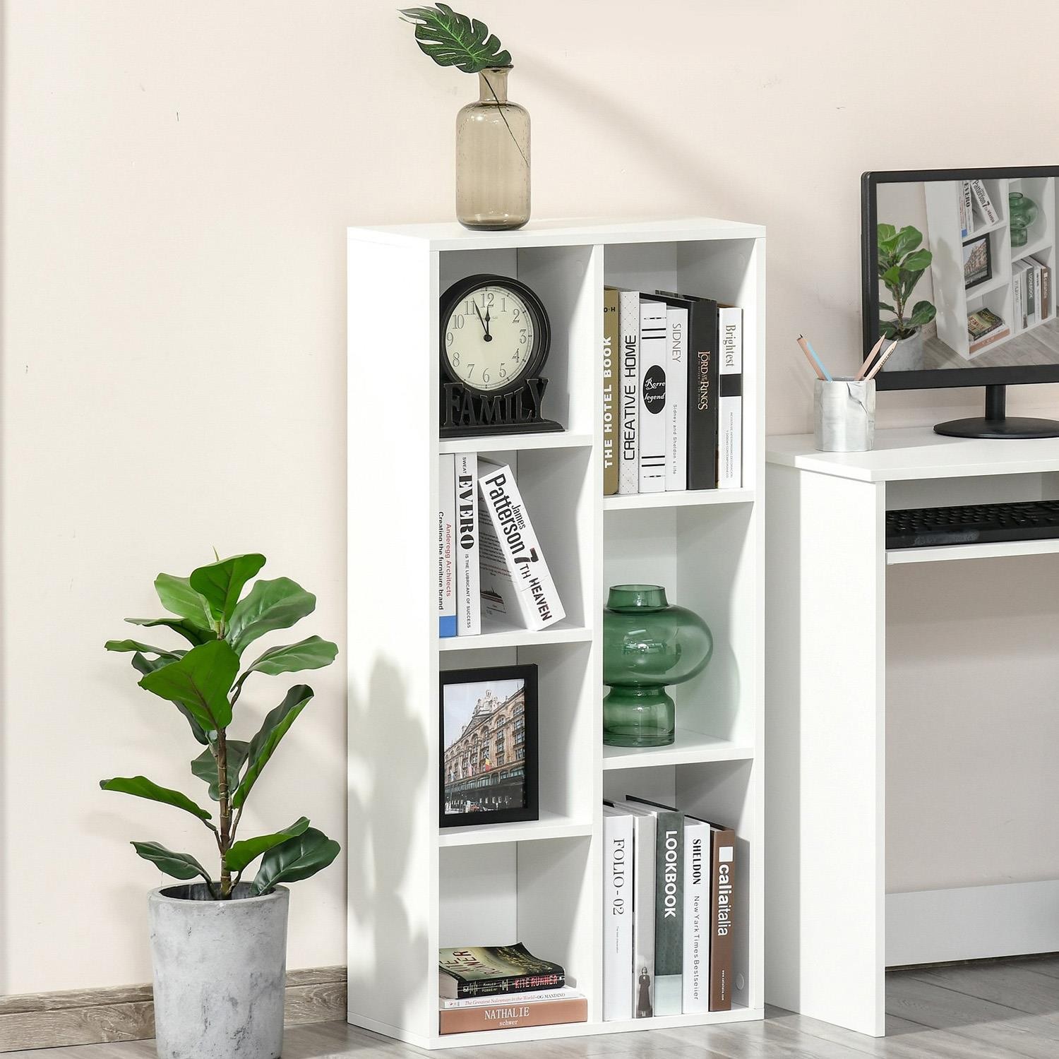 Estantería DONTOM, 50x24x106 cm, Diseño Moderno, en Madera color Blanco