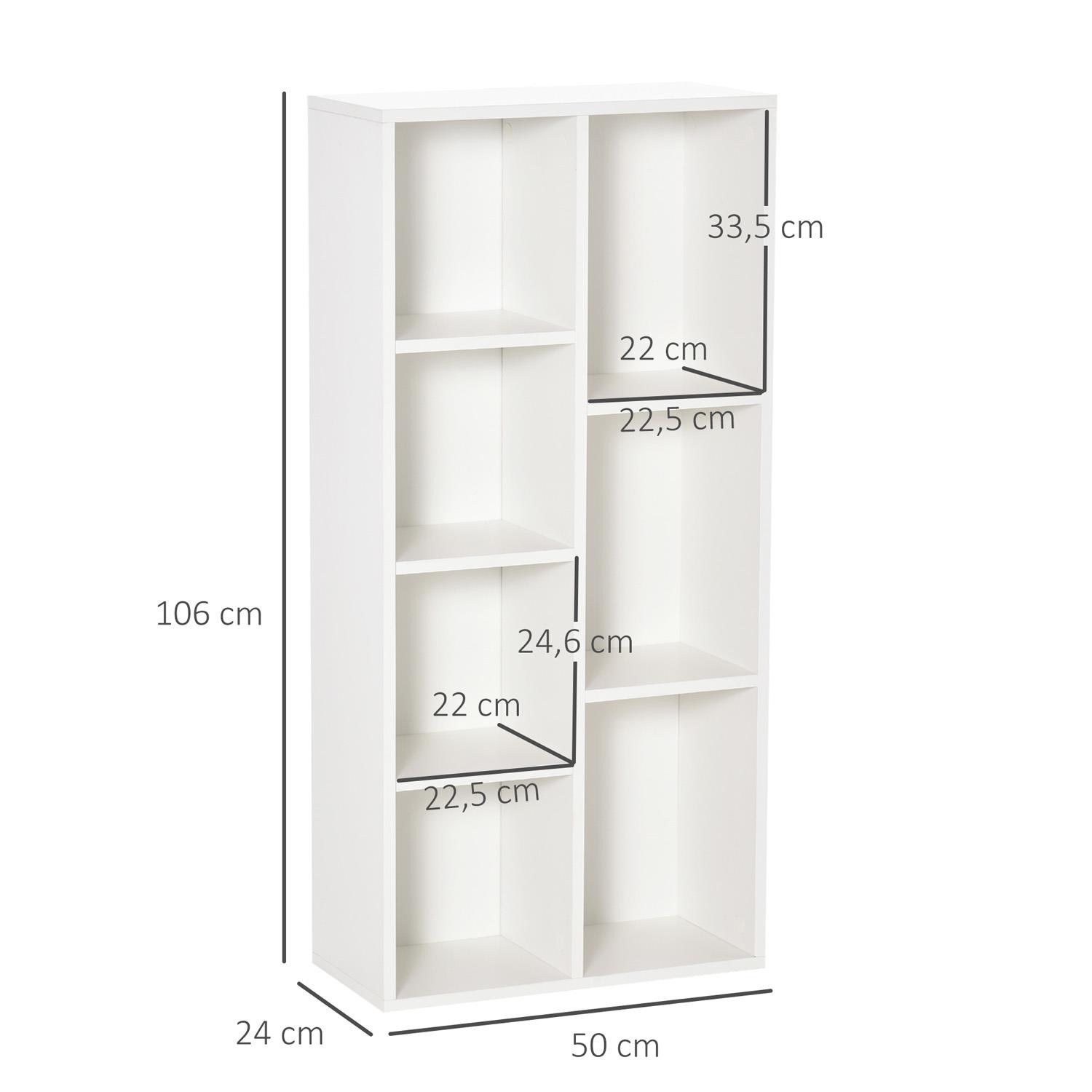 Estantería DONTOM, 50x24x106 cm, Diseño Moderno, en Madera color Blanco