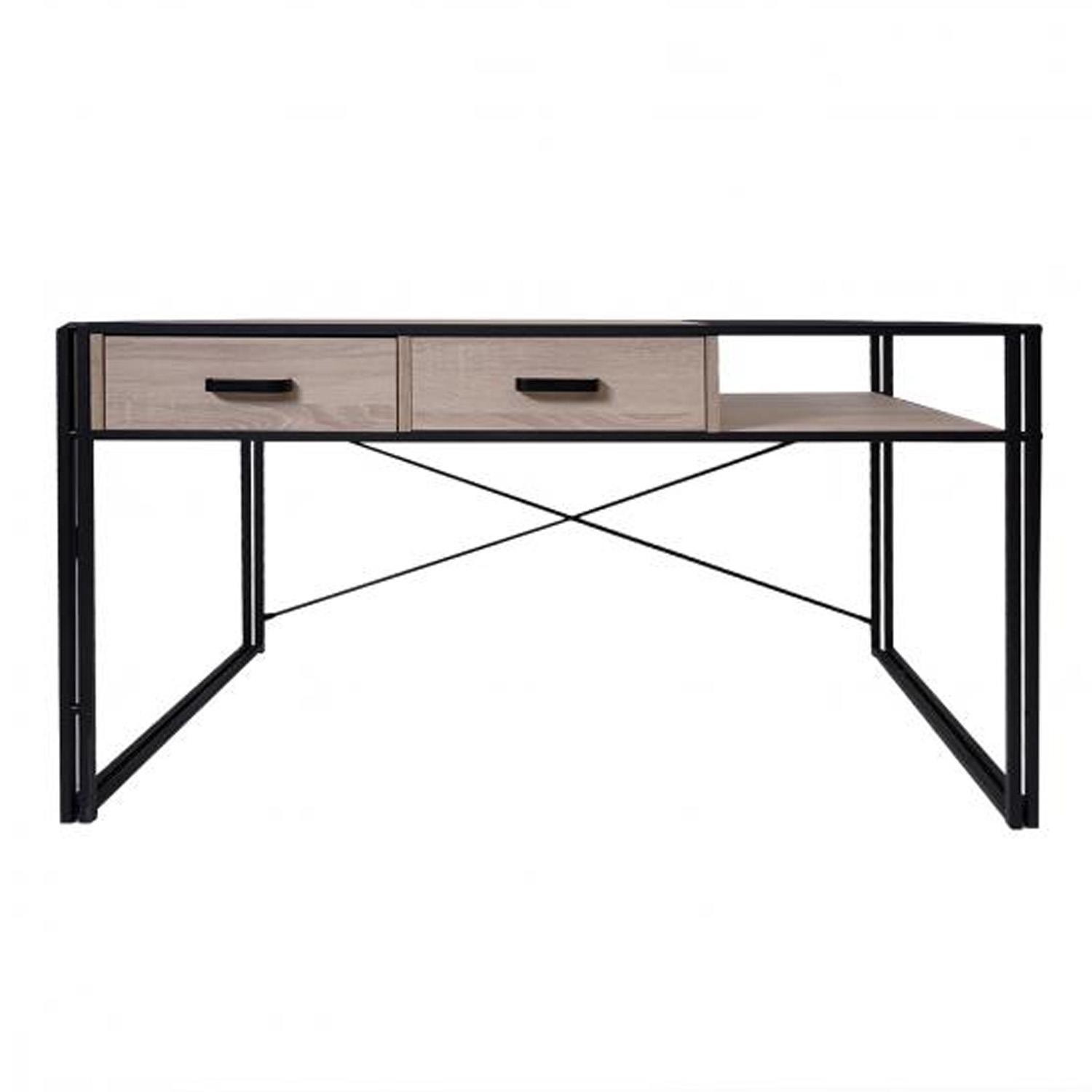Mesa para Ordenador ROXY, 120x70x76 cm, en Metal y Madera, color Marrón oscuro