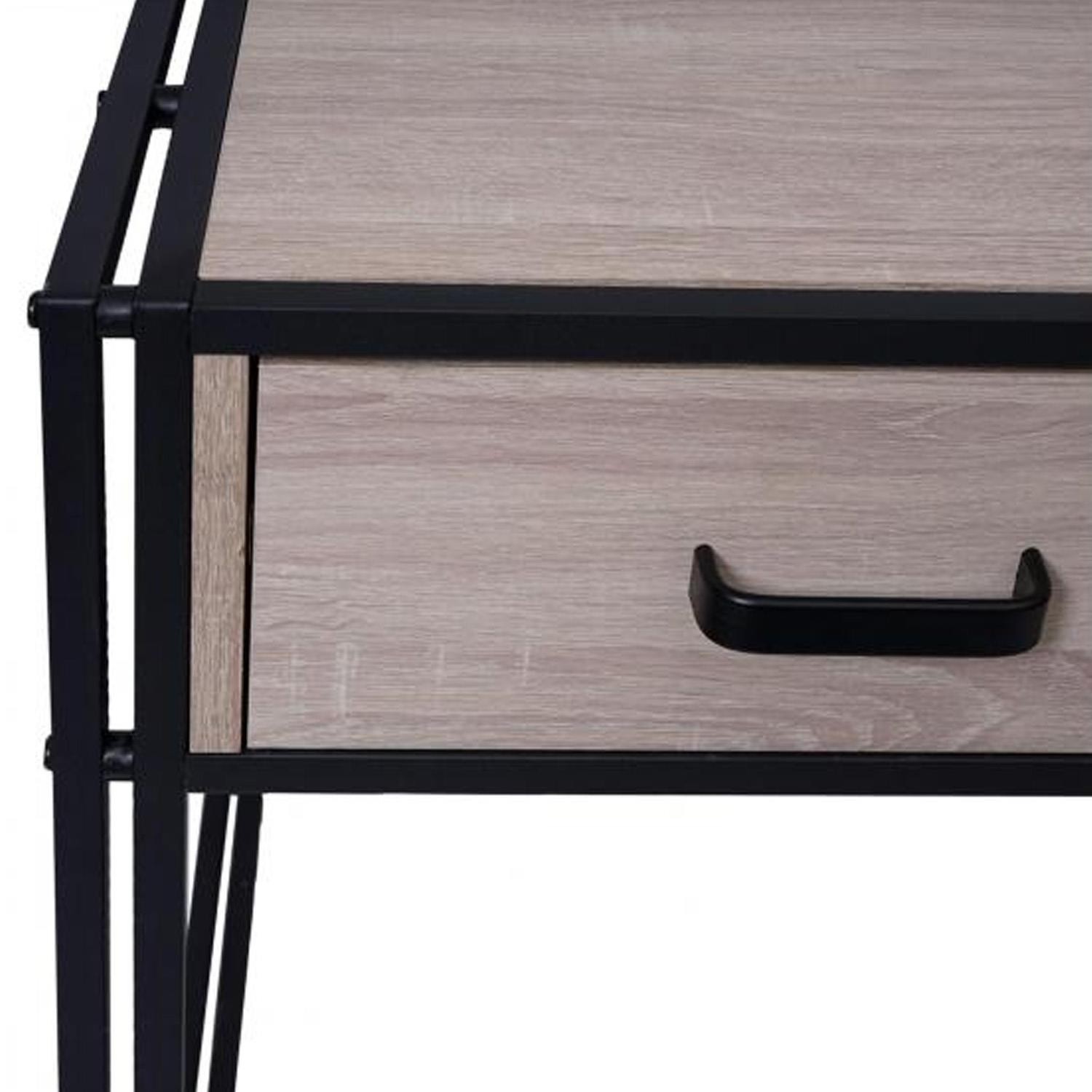 Mesa para Ordenador ROXY, 120x70x76 cm, en Metal y Madera, color Marrón oscuro