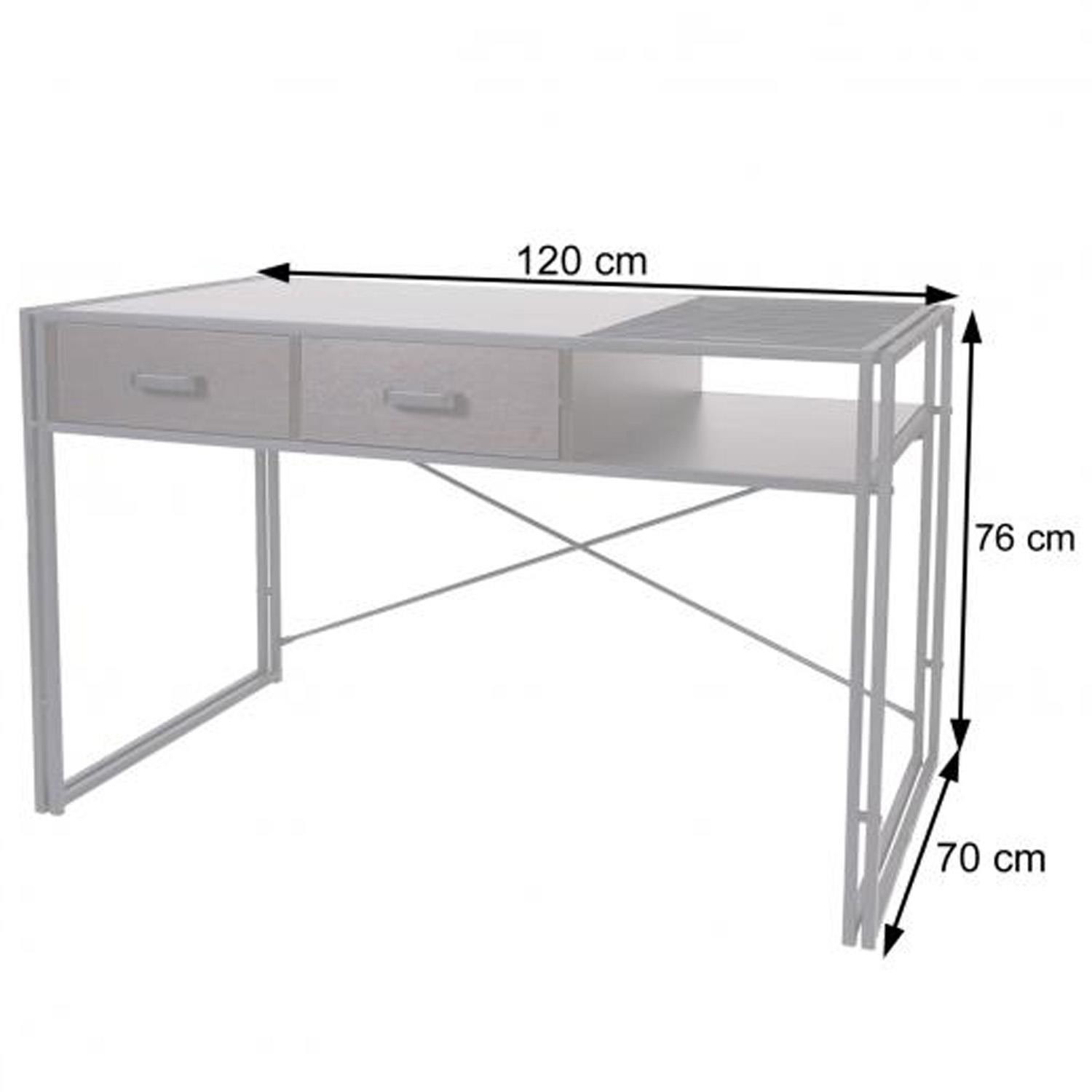 Mesa para Ordenador ROXY, 120x70x76 cm, en Metal y Madera, color Marrón oscuro