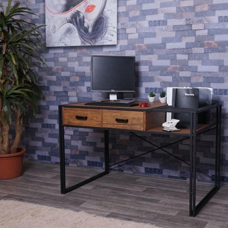 Mesa para Ordenador ROXY, 120x70x76 cm, color Marrón oscuro