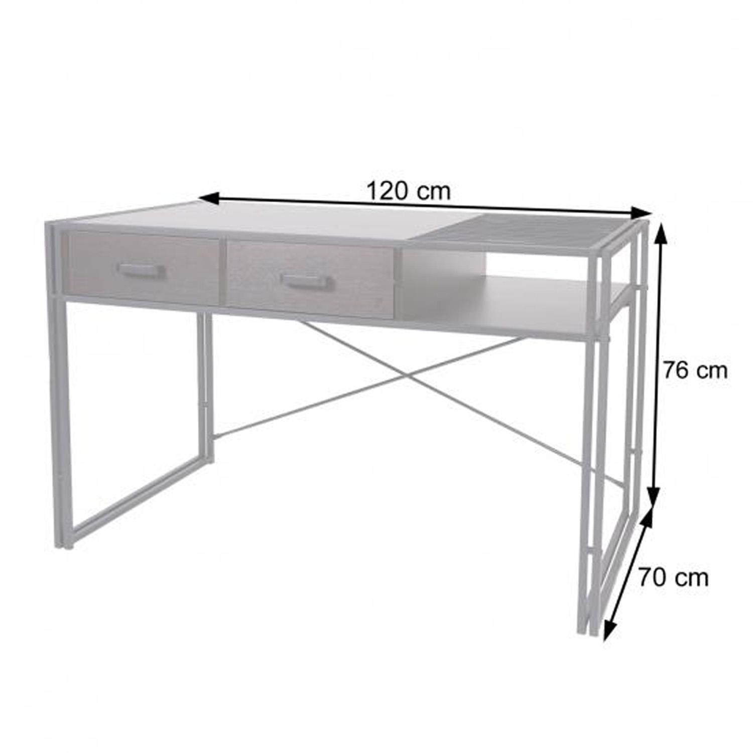 Mesa para Ordenador ROXY, 120x70x76 cm, en Metal y Madera, color Marrón oscuro