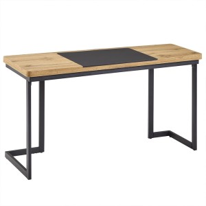 Mesa de Oficina BETA con Superficie de Madera y Estructura Metálica Negra