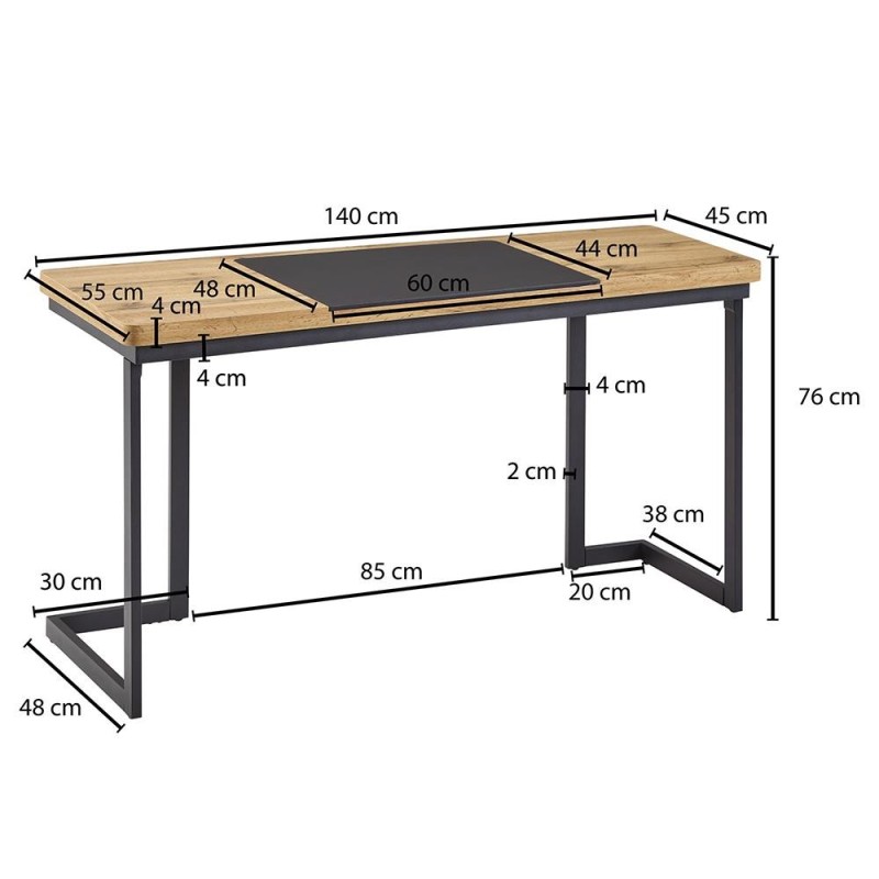 Mesa de Oficina BETA con Superficie de Madera y Estructura Metálica Negra