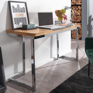 Mesa de Oficina BETA con Superficie de Madera y Estructura Metálica Negra