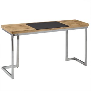 Mesa de Oficina BETA con Superficie de Madera y Estructura Metálica Negra