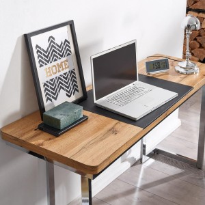 Mesa de Oficina BETA con Superficie de Madera y Estructura Metálica Negra