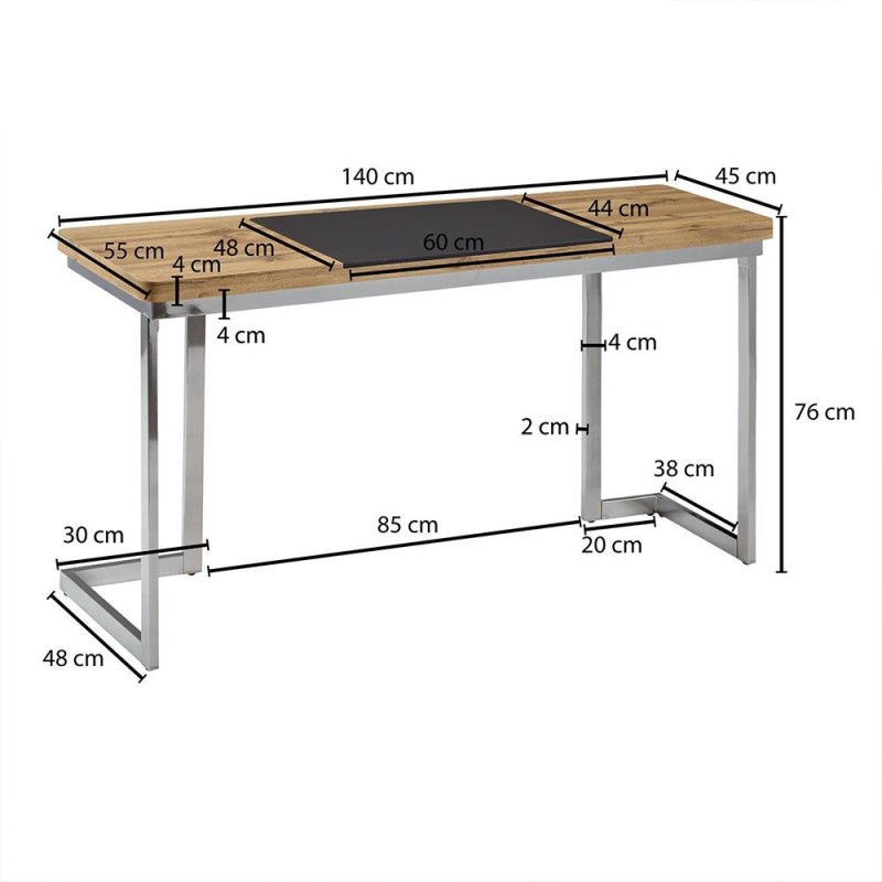 Mesa de Oficina BETA con Superficie de Madera y Estructura Metálica Negra
