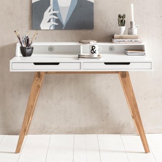 Mesa de Oficina KATEN, Estructura de Madera, color Blanco 2