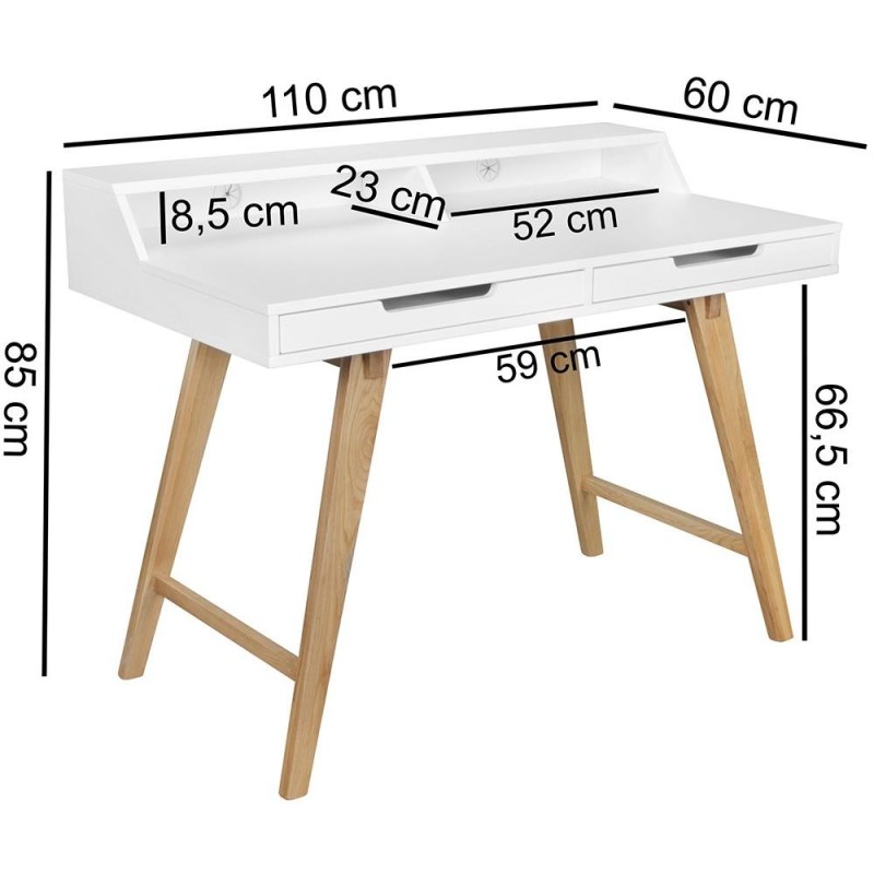 Mesa de Oficina KATEN, Estructura de Madera, color Blanco