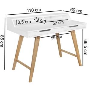 Mesa de Oficina KATEN, Estructura de Madera, color Blanco