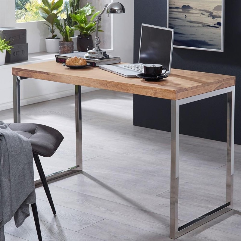Mesa de Oficina ARGOS, Estructura Metálica, Superficie de Madera color Acacia