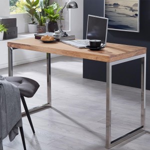 Mesa de Oficina ARGOS, Estructura Metálica, Superficie de Madera color Acacia