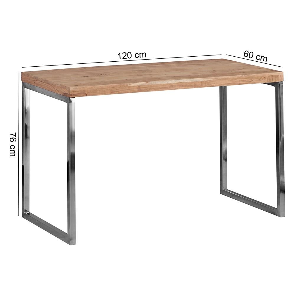 Mesa de Oficina ARGOS, 120x60x76 cm, Estructura Metálica, Superficie de Madera color Acacia