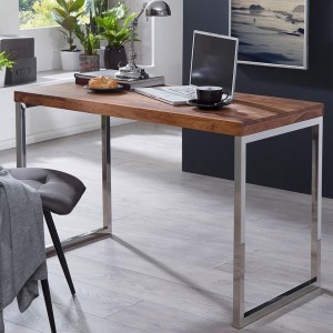 Mesa de Oficina ARGOS, Estructura Metálica, Superficie de Madera color Acacia
