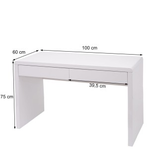 Mesa de Ordenador MANCHESTER, 100x60x75 cm, en Madera color Blanco