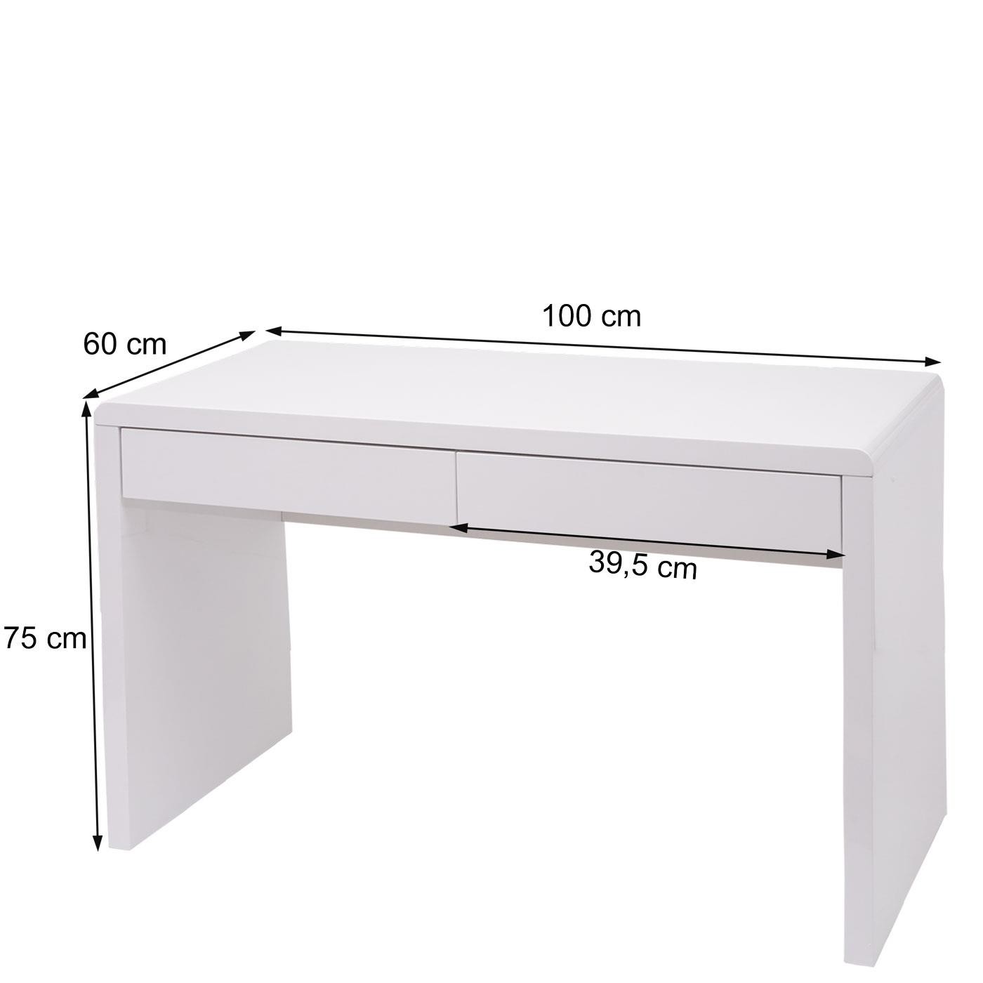 Mesa de Ordenador MANCHESTER, 100x60x75 cm, 2 Cajones, en Madera color Blanco