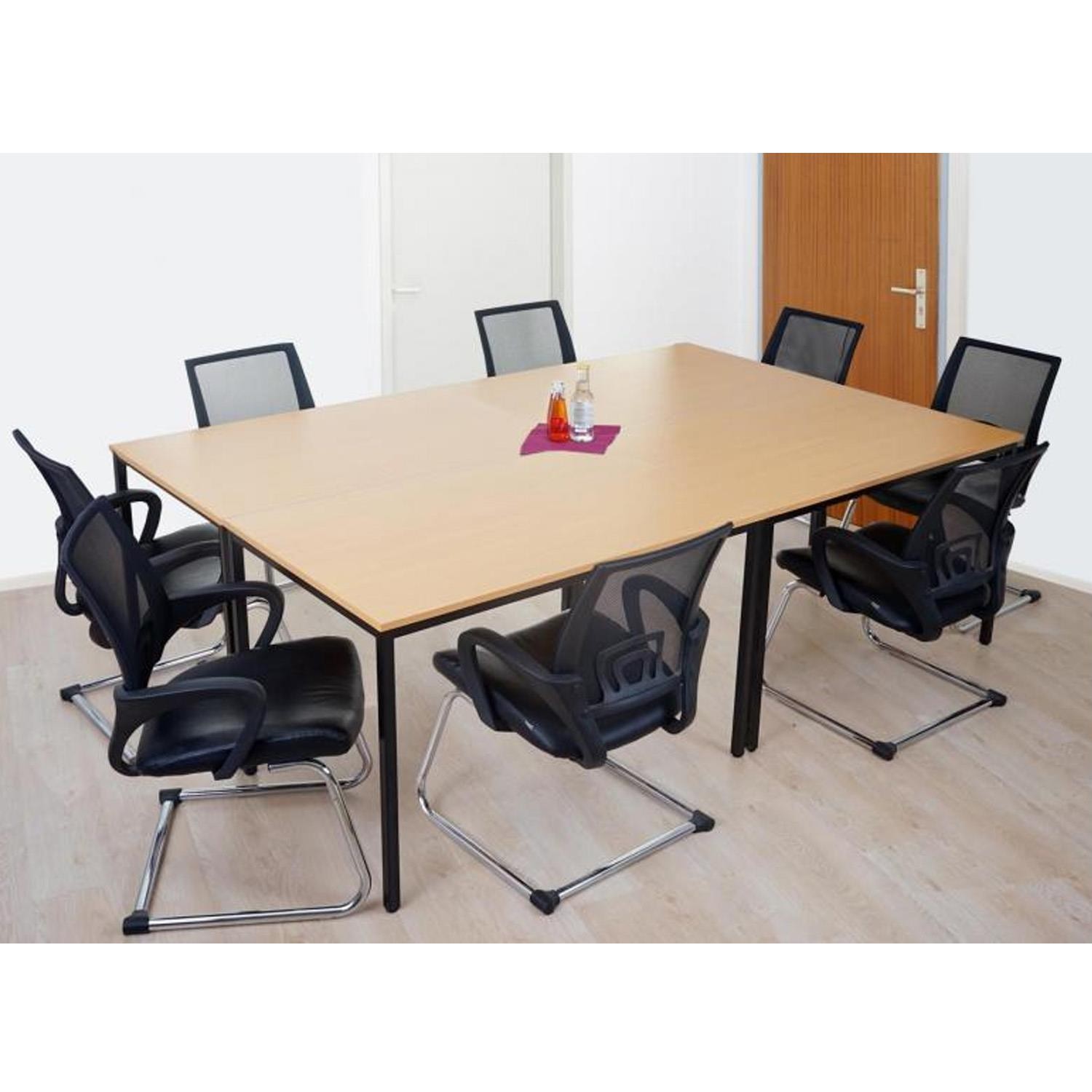 Mesa de oficina LODY, 160x80x75 cm, Estructura Metálica y Superficie de Madera color Haya