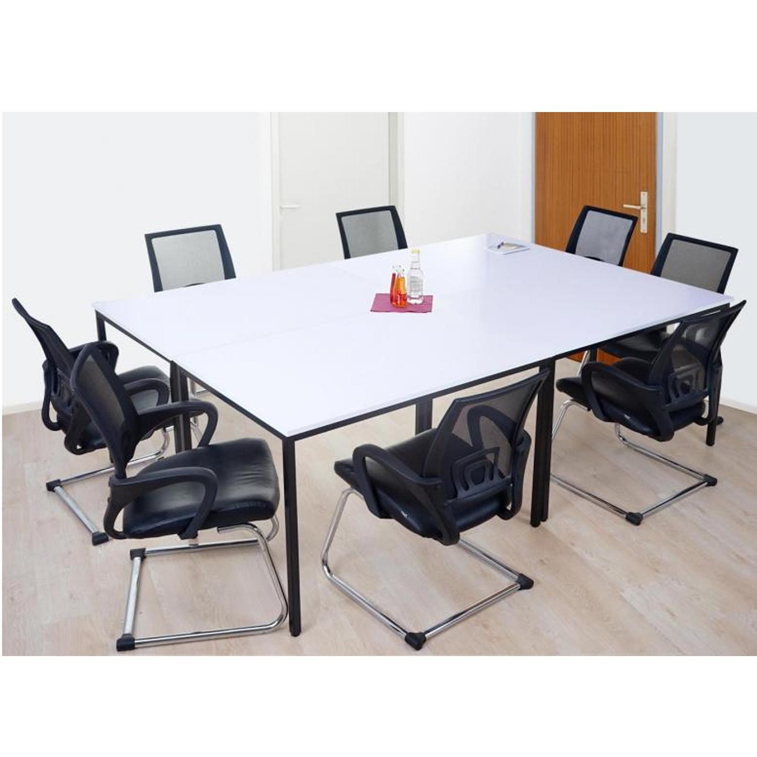 Mesa de oficina LODY, 160x80x75 cm, Estructura Metálica y Superficie de Madera color Haya
