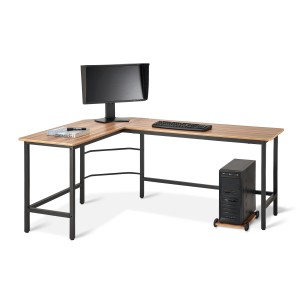 Mesa de ordenador para oficina SOFÍA, en metal y madera roble