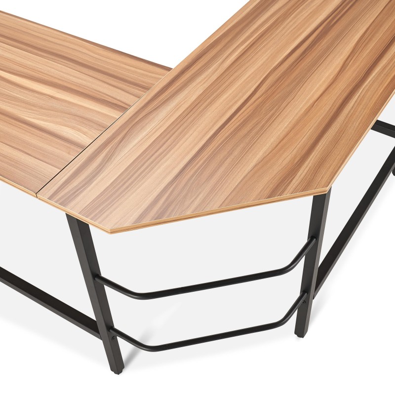 Mesa de ordenador para oficina SOFÍA, en metal y madera roble