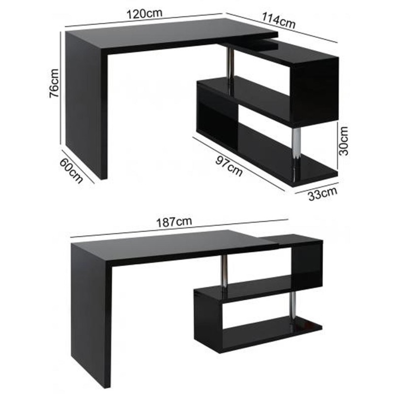 Mesa de Ordenador CLAIRE en Madera color Negro