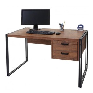 Mesa para Oficina ELSA, en Acero y Madera, color Nogal