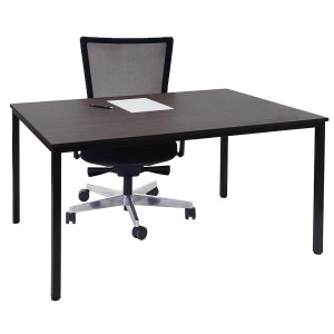 Mesa de oficina DEMI, estructura metálica y superficie en madera color negro
