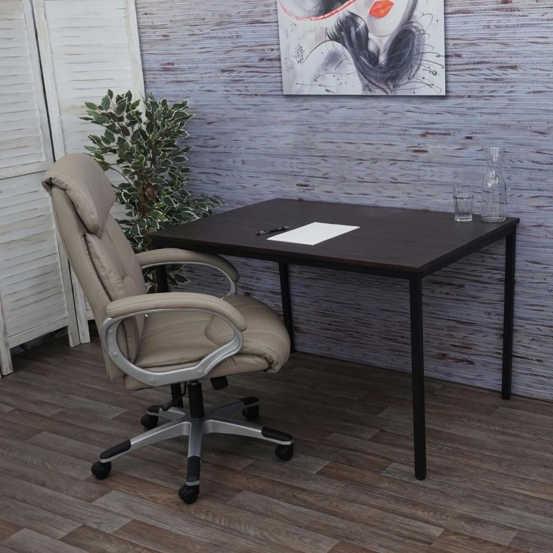 Mesa de oficina DEMI, estructura metálica y superficie en madera color negro