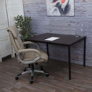 Mesa de oficina DEMI, estructura metálica y superficie en madera color negro