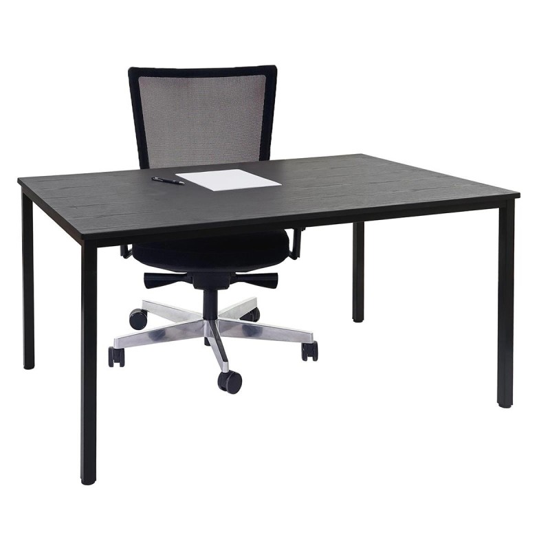 Mesa de oficina DEMI, estructura metálica y superficie en madera color negro