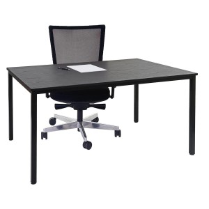 Mesa de oficina DEMI, estructura metálica y superficie en madera color negro