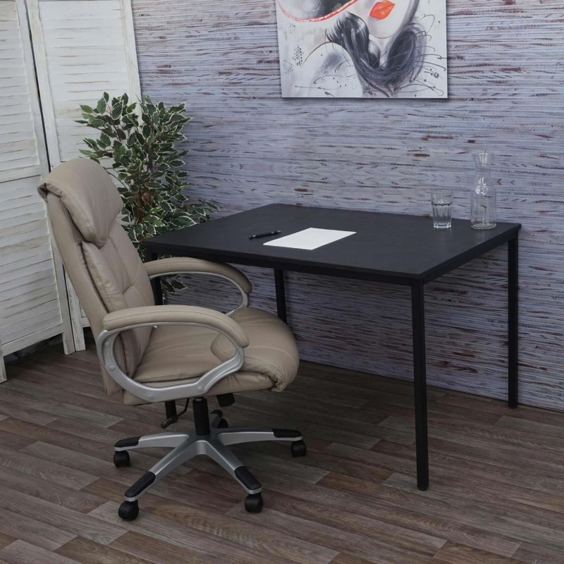 Mesa de oficina DEMI, estructura metálica y superficie en madera color negro