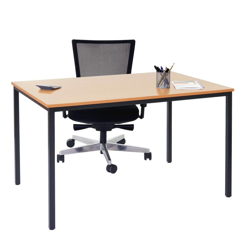 Mesa de oficina DEMI, estructura metálica y superficie en madera color negro