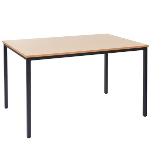 Mesa de oficina DEMI, estructura metálica y superficie en madera color negro